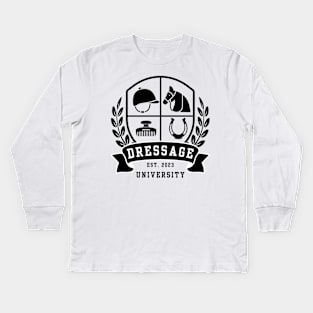 Dressage U Quad Crest Black Kids Long Sleeve T-Shirt